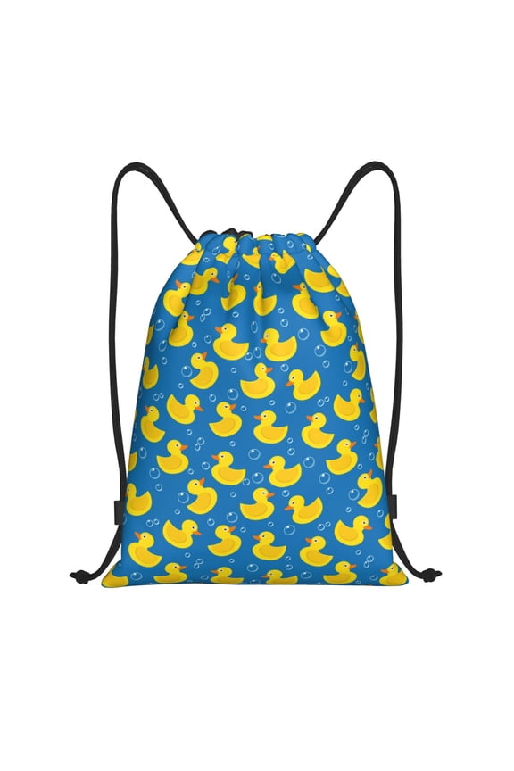 Rubber Duck Print Drawstring Backpack Drawstring Bags,Draw String Back Bag Drawstring Bags for Sports,Gym,Travel,Swimming,Beach