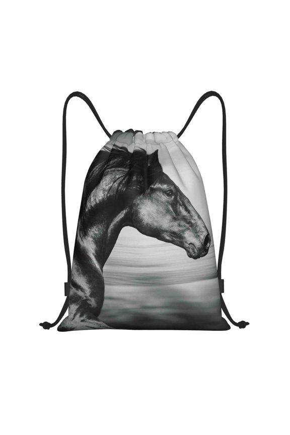 Running Horse Print Drawstring Backpack Drawstring Bags,Draw String Back Bag Drawstring Bags for Sports,Gym,Travel,Swimming,Beach