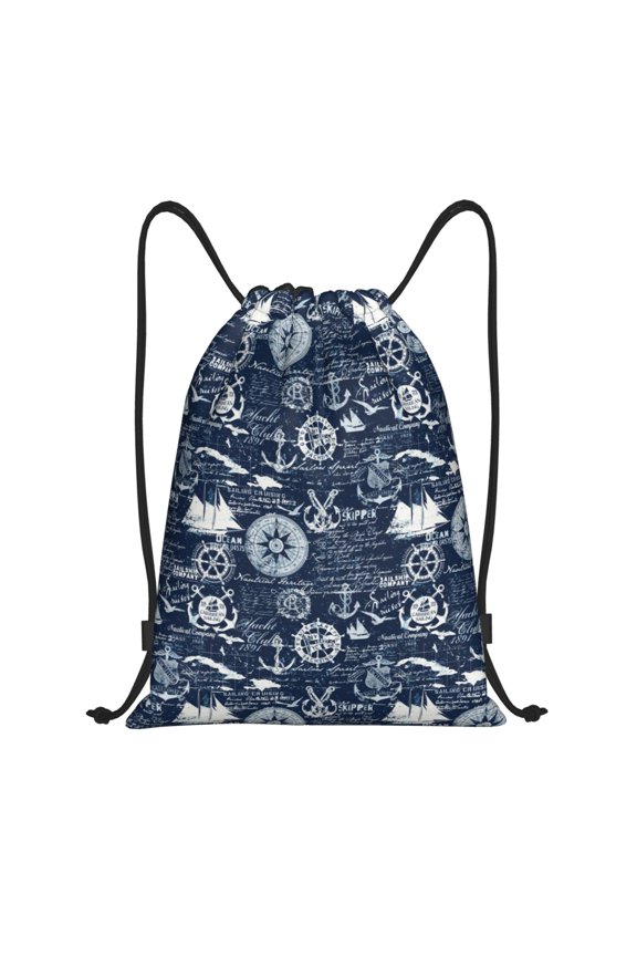 Sailing Cruises Nautical Print Drawstring Backpack Drawstring Bags,Draw String Back Bag Drawstring Bags for Sports,Gym,Travel,Swimming,Beach