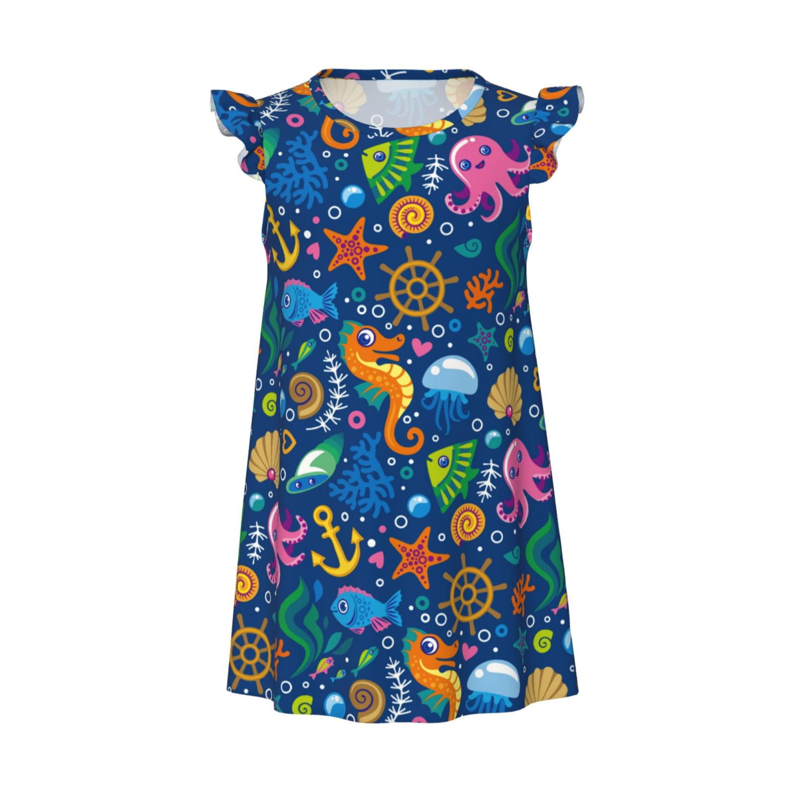 Mermaid Nightgowns For Girls & Dolls Matching Flutter Sleeve Night Dresses,3t 4t