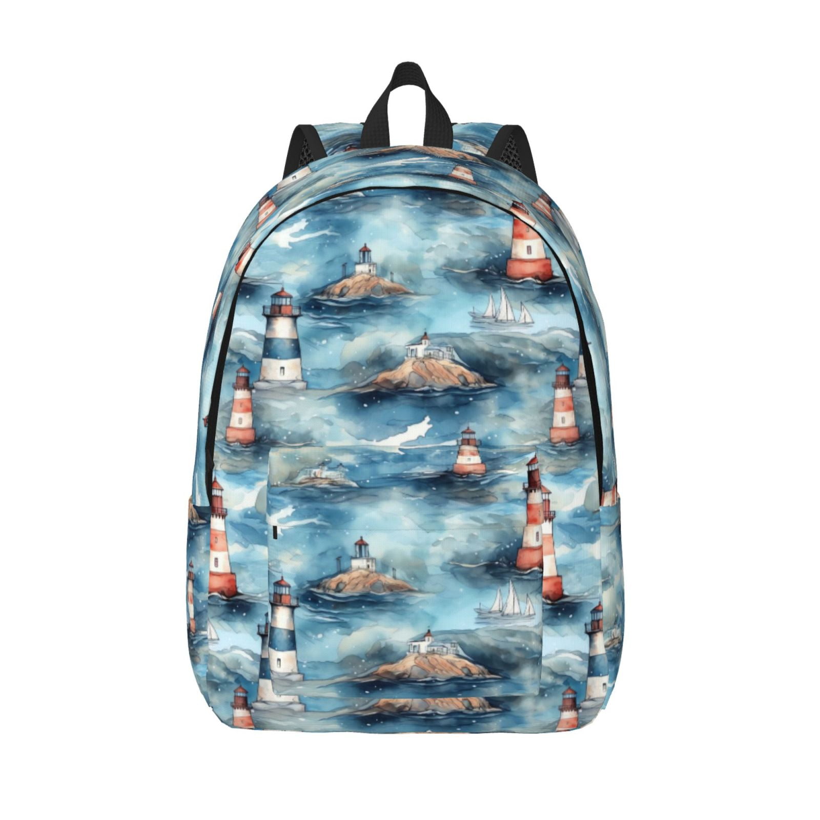 Kuqiui Sea Marine And Lighthouse Print Canvas Travel Laptop Backpack ...