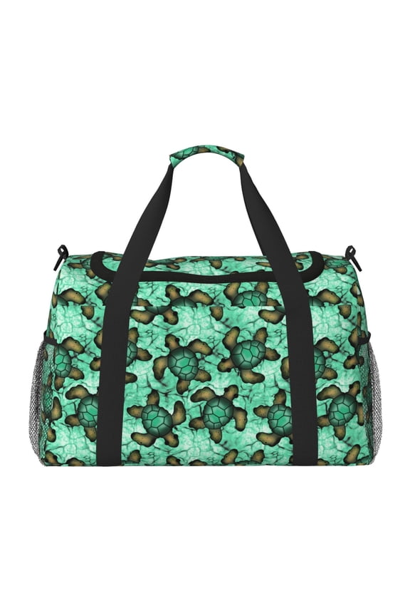 Sea Turtle Print Foldable Travel Duffel Bag Tote Carry on Luggage Bag Personal item Sports Gym Bag Water Resistant Weekender Overnight Bags for Women and Men
