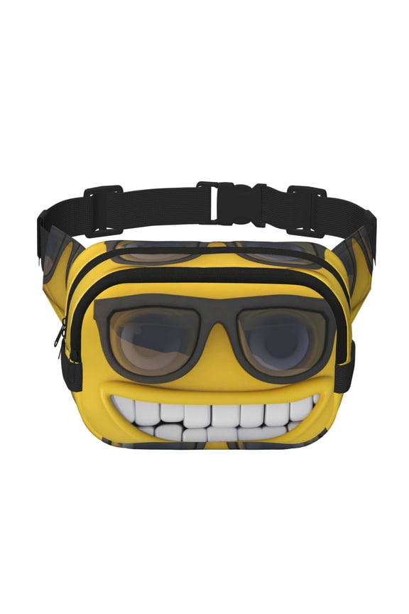 Smiling With Sunglasses Print Fanny Packs for Women Cross Body Waist Bag Fashionable Fanny Pack Designer Workout Hiking Waist Pack Running Travel Gym
