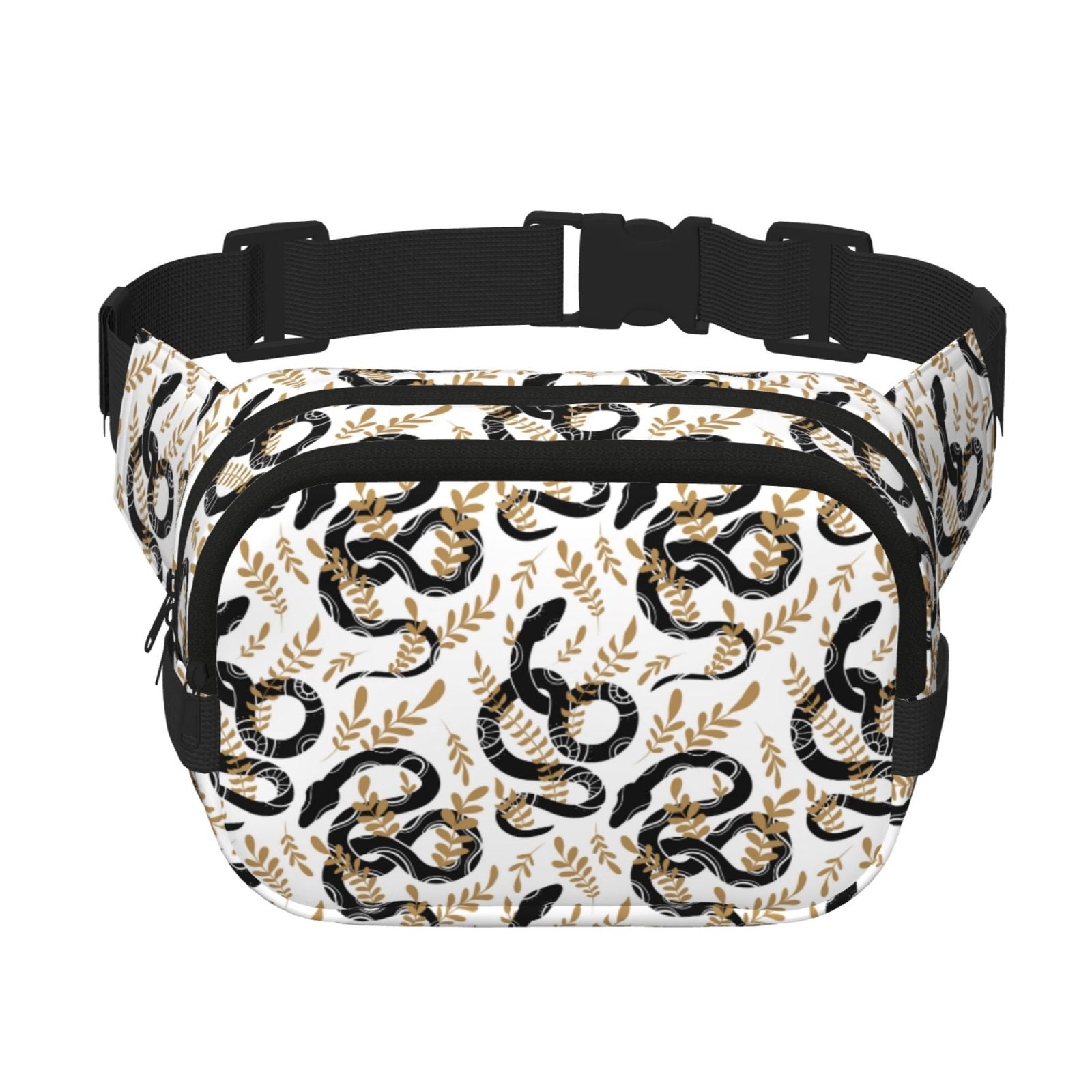 Kuqiui Snake Print Fanny Packs for Women Cross Body Waist Bag Fashionable Fanny Pack Designer Workout Hiking Waist Pack Running Travel Gym