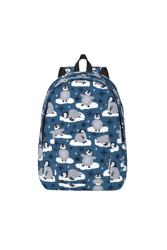 Snow Penguin Print Canvas Travel Laptop Backpack for Men Women,Business Work Rucksack College School Computer Bag Fits 15.6 Inch Notebook