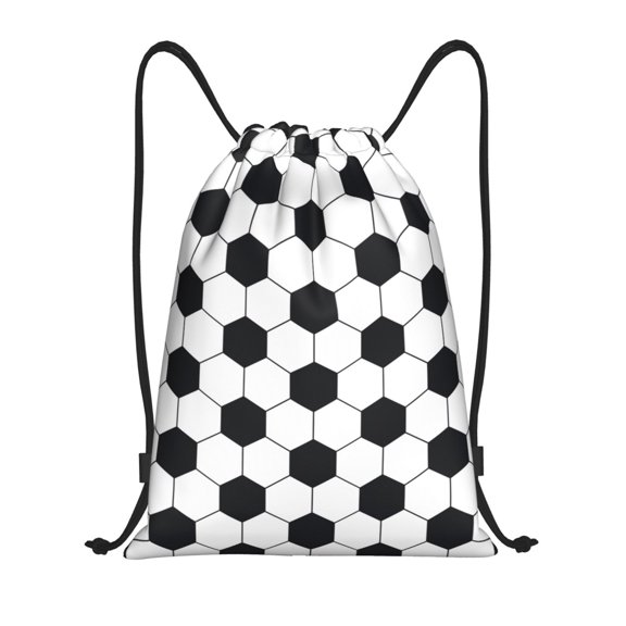 Kuqiui Soccer Ball Print Drawstring Backpack Drawstring Bags,Draw String Back Bag Drawstring Bags for Sports,Gym,Travel,Swimming,Beach