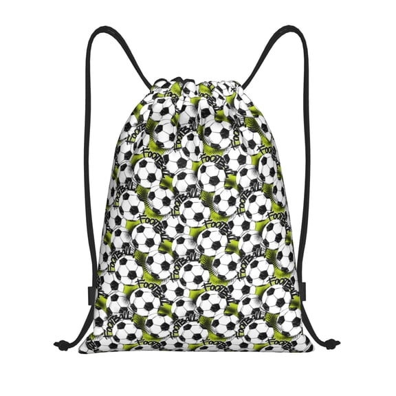 Kuqiui Soccer and Football Print Drawstring Backpack Drawstring Bags,Draw String Back Bag Drawstring Bags for Sports,Gym,Travel,Swimming,Beach