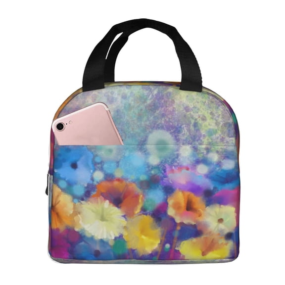 Kuqiui Spring Flower Seasonal Print Lunch Bag Lunch Box for Women & Men,Large Capacity Insulated Lunch Bag for Adult,Leakproof Reusable Lunch Tote Bags for Work/Office/Travel/Picnic