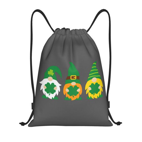 Kuqiui Spring St Patrick’S Day Irish Gnomes Print Drawstring Backpack Drawstring Bags,Draw String Back Bag Drawstring Bags for Sports,Gym,Travel,Swimming,Beach