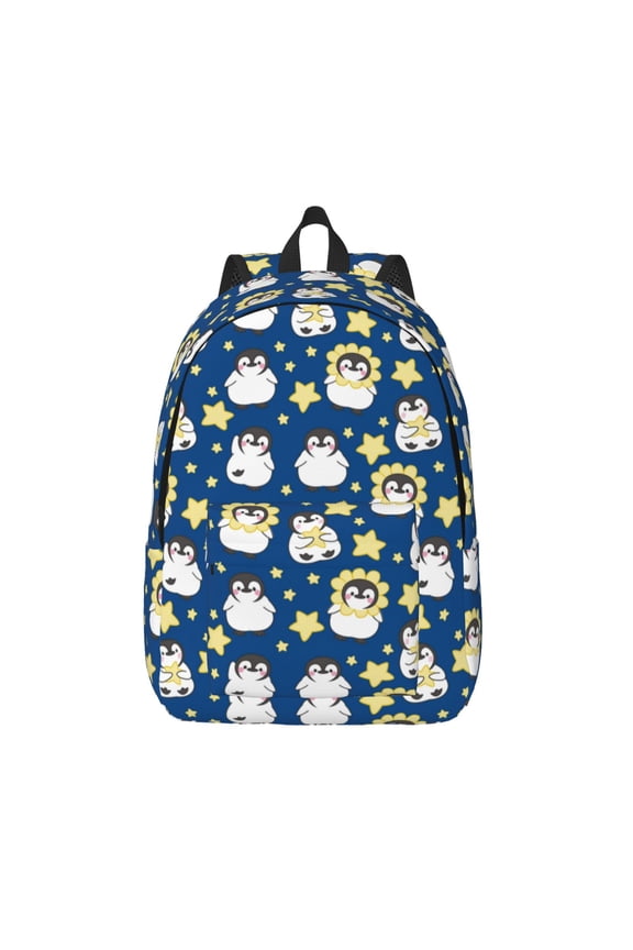 Star Penguin Print Canvas Travel Laptop Backpack for Men Women,Business Work Rucksack College School Computer Bag Fits 15.6 Inch Notebook