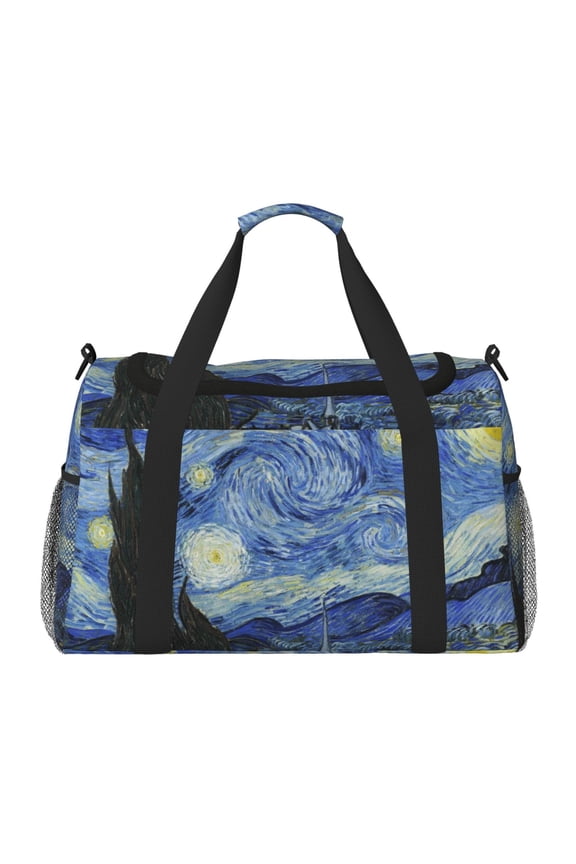 The Starry Night Print Foldable Travel Duffel Bag Tote Carry on Luggage Bag Personal item Sports Gym Bag Water Resistant Weekender Overnight Bags for Women and Men