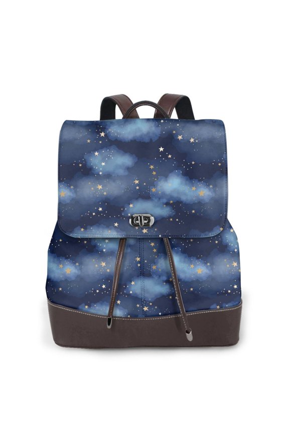 Starry Sky Print Leather Backpack Purse For Women Fashion Ladies Vintage Bags Casual College Travel Backpacks bag
