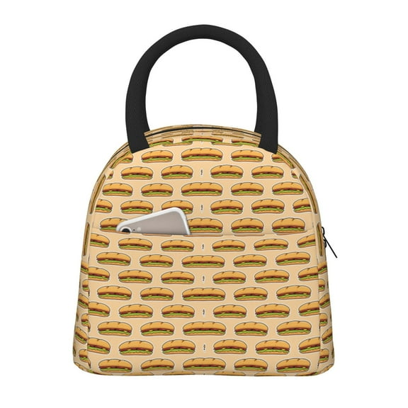 Kuqiui Submarine Sub Sandwich Print Lunch Bag for Women & Men Adult Insulated Lunch Box,Small Leakproof Cooler Food Lunch Containers Reusable High Capacity Lunch Tote Bags for Work,Travel,Outdoor