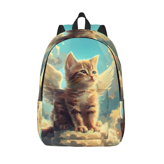 Kuqiui Sunshine Cloud Cute Cat Print Canvas Travel Laptop Backpack for Men Women,Business Work Rucksack College School Computer Bag Fits 15.6 Inch Notebook