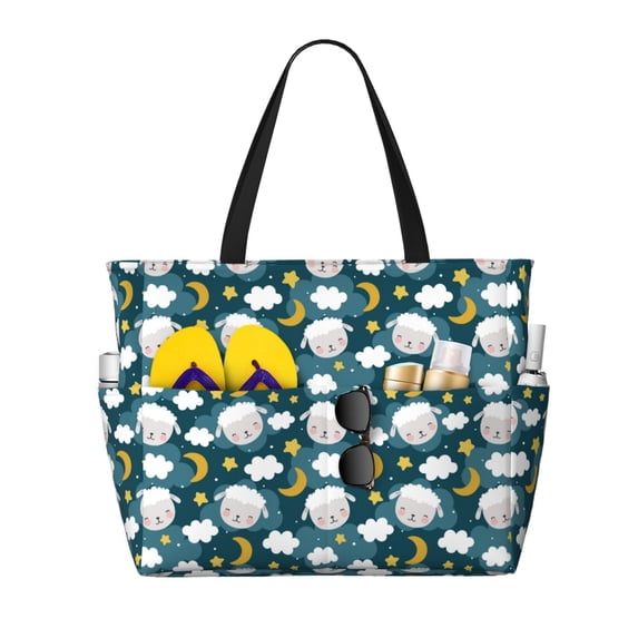 Kuqiui Sweet Dream Lamb Print Beach Pool Bags Tote for Women Ladies Large Gym Tote Carry On Bag for Weekender Travel Waterproof