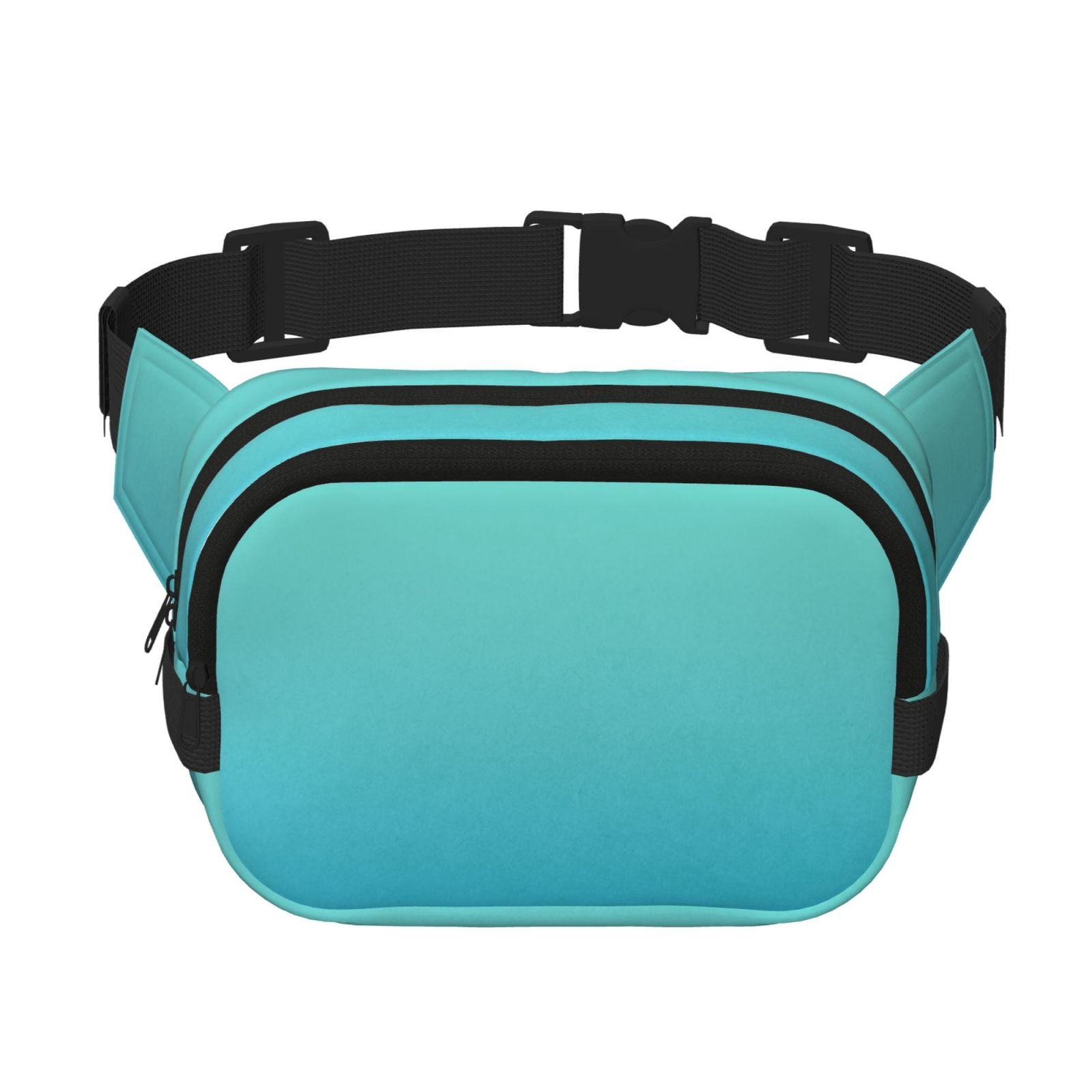 Kuqiui Teal Turquoise Print Fanny Packs for Women Cross Body Waist Bag Fashionable Fanny Pack Designer Workout Hiking Waist Pack Running Travel Gym