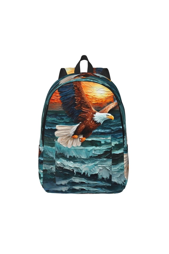 Textured Bald Eagle Print Canvas Travel Laptop Backpack for Men Women,Business Work Rucksack College School Computer Bag Fits 15.6 Inch Notebook