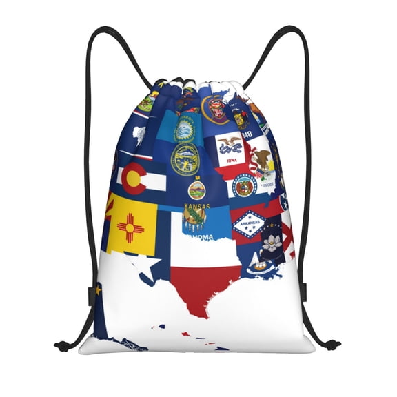 Kuqiui The Map Of United States Print Drawstring Backpack Drawstring Bags,Draw String Back Bag Drawstring Bags for Sports,Gym,Travel,Swimming,Beach