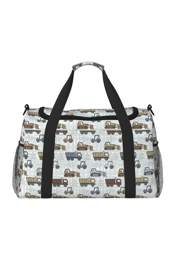 Tractor and Dumper Print Foldable Travel Duffel Bag Tote Carry on Luggage Bag Personal item Sports Gym Bag Water Resistant Weekender Overnight Bags for Women and Men