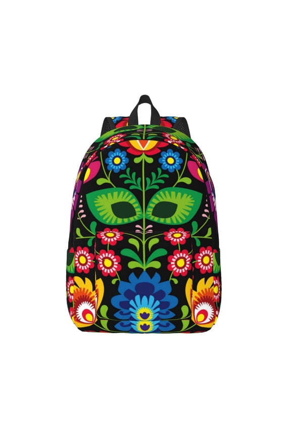 Traditional Floral Polish Print Canvas Travel Laptop Backpack for Men Women,Business Work Rucksack College School Computer Bag Fits 15.6 Inch Notebook