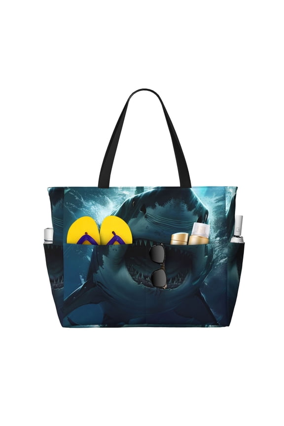 Undersea Shark Print Beach Pool Bags Tote for Women Ladies Large Gym Tote Carry On Bag for Weekender Travel Waterproof