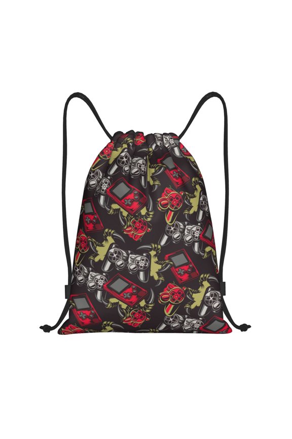 Vintage Gaming Print Drawstring Backpack Drawstring Bags,Draw String Back Bag Drawstring Bags for Sports,Gym,Travel,Swimming,Beach
