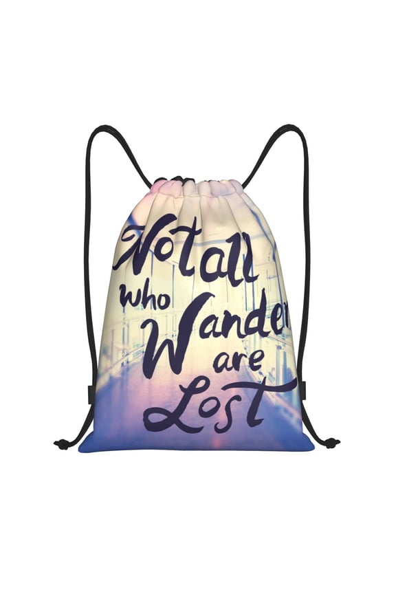 Not All Those Who Wander Are Lost Print Drawstring Backpack Drawstring Bags,Draw String Back Bag Drawstring Bags for Sports,Gym,Travel,Swimming,Beach