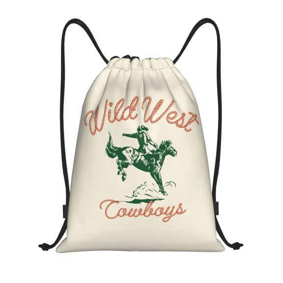 Kuqiui West Cowboys Print Drawstring Backpack Drawstring Bags,Draw String Back Bag Drawstring Bags for Sports,Gym,Travel,Swimming,Beach