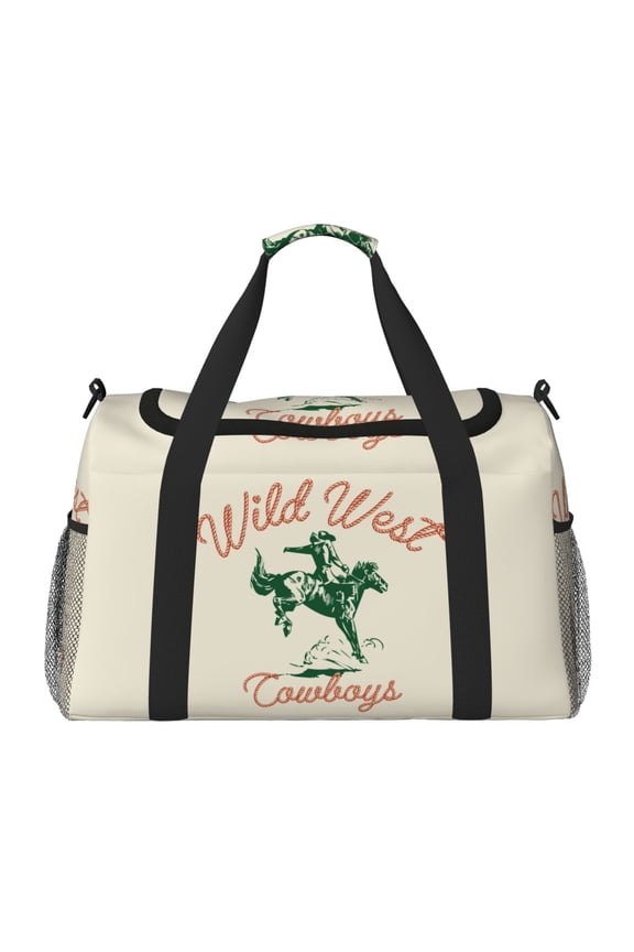 West Cowboys Print Foldable Travel Duffel Bag Tote Carry on Luggage Bag Personal item Sports Gym Bag Water Resistant Weekender Overnight Bags for Women and Men