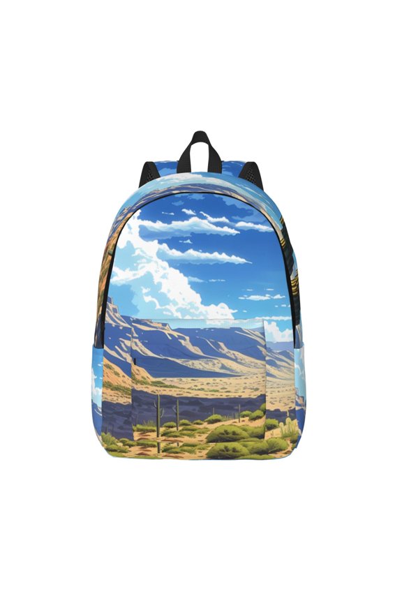 Western Desert Cactus Print Canvas Travel Laptop Backpack for Men Women,Business Work Rucksack College School Computer Bag Fits 15.6 Inch Notebook