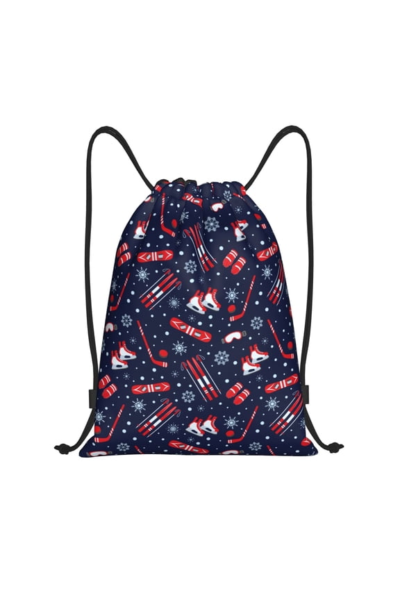 Winter Skiing Snowflakes Print Drawstring Backpack Drawstring Bags,Draw String Back Bag Drawstring Bags for Sports,Gym,Travel,Swimming,Beach