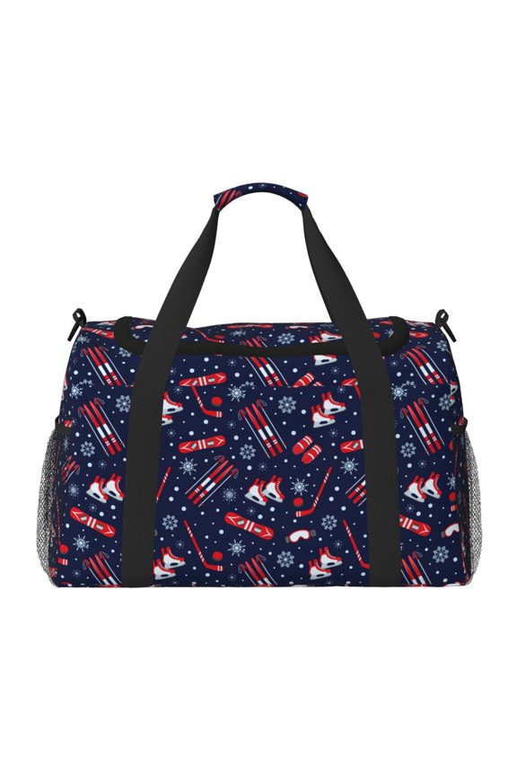 Winter Skiing Snowflakes Print Foldable Travel Duffel Bag Tote Carry on Luggage Bag Personal item Sports Gym Bag Water Resistant Weekender Overnight Bags for Women and Men