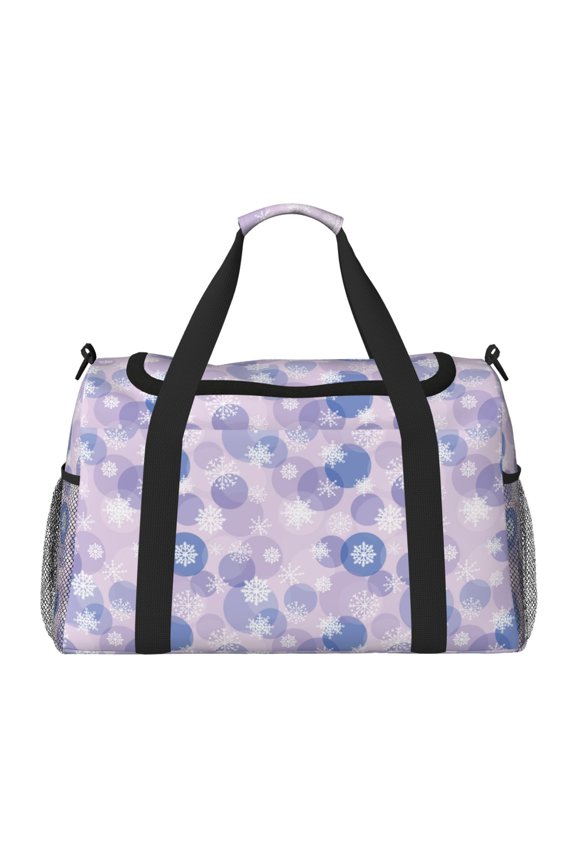 Winter With Snowflakes Print Foldable Travel Duffel Bag Tote Carry on Luggage Bag Personal item Sports Gym Bag Water Resistant Weekender Overnight Bags for Women and Men