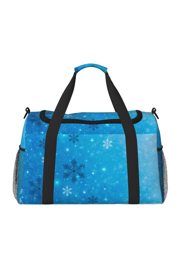 Winter With Snowflakes Print Foldable Travel Duffel Bag Tote Carry on Luggage Bag Personal item Sports Gym Bag Water Resistant Weekender Overnight Bags for Women and Men