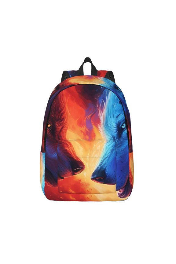 Wolf Print Canvas Travel Laptop Backpack for Men Women,Business Work Rucksack College School Computer Bag Fits 15.6 Inch Notebook