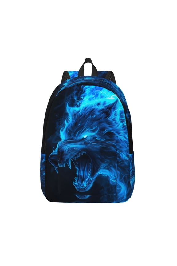 Wolf Print Canvas Travel Laptop Backpack for Men Women,Business Work Rucksack College School Computer Bag Fits 15.6 Inch Notebook
