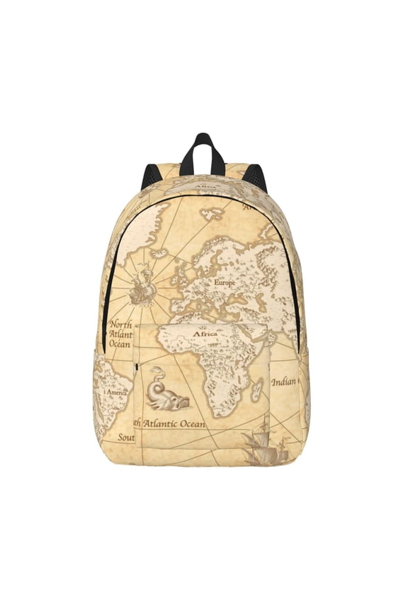 World Map Print Canvas Travel Laptop Backpack for Men Women,Business Work Rucksack College School Computer Bag Fits 15.6 Inch Notebook