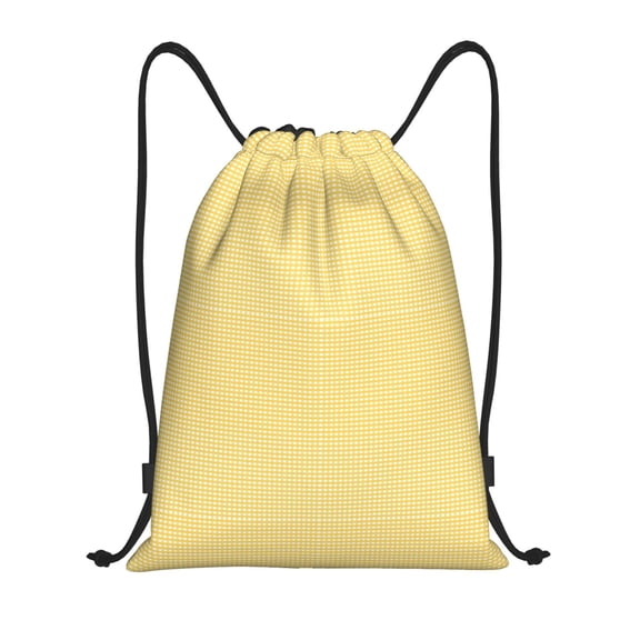 Kuqiui Yellow Gingham Print Drawstring Backpack Drawstring Bags,Draw String Back Bag Drawstring Bags for Sports,Gym,Travel,Swimming,Beach