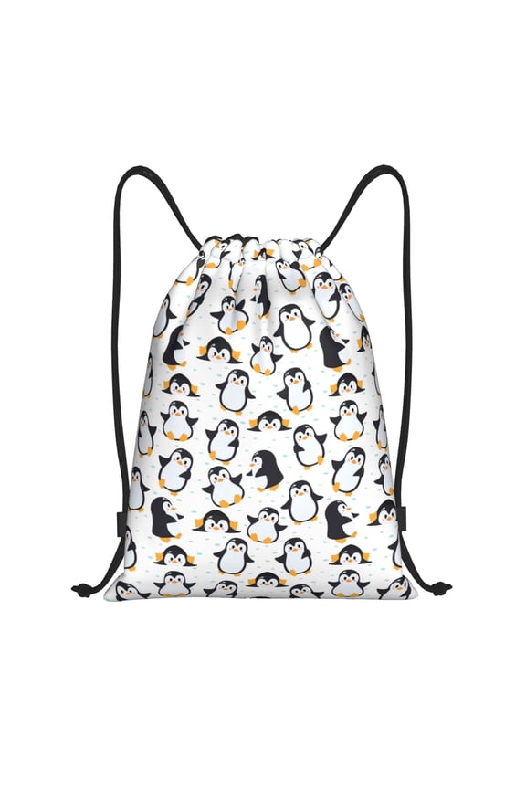 whiter cute penguin Print Drawstring Backpack Drawstring Bags,Draw String Back Bag Drawstring Bags for Sports,Gym,Travel,Swimming,Beach