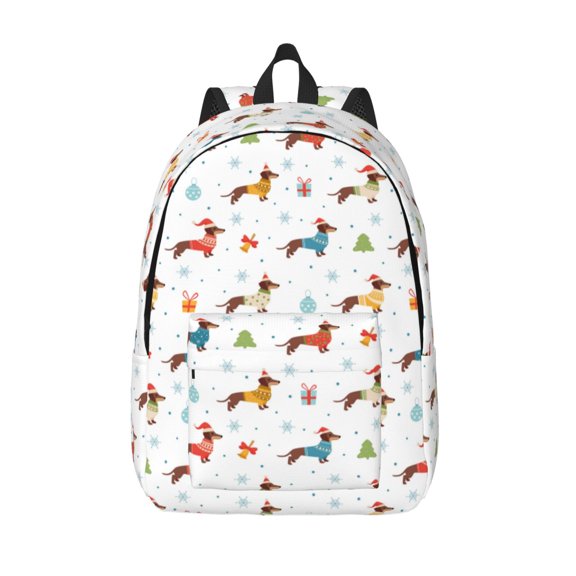 Kuqiui winter Snowflake Dachshund Print Canvas Travel Laptop Backpack for Men Women,Business Work Rucksack College School Computer Bag Fits 15.6 Inch Notebook