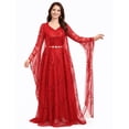 thumbnail image 1 of Kurdish Women’s Sequined Maxi Dress with Waist Chain, Elegant Evening Gown for Newroz, Weddings & Parties., 1 of 7