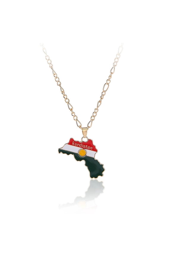Kurdistan Country Map Flag Clavicle Chain Friendship Jewelry Hip-Hop Keychain