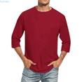 thumbnail image 1 of Kureaily 3/4 Sleeve Shirt for Men Solid Color Crew Neck T-Shirts Three Quarter Sleeve T Shirts Casual Loose Fit Tees, 1 of 7