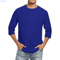 thumbnail image 1 of Kureaily 3/4 Sleeve Shirt for Men Solid Color Crew Neck T-Shirts Three Quarter Sleeve T Shirts Casual Loose Fit Tees, 1 of 7