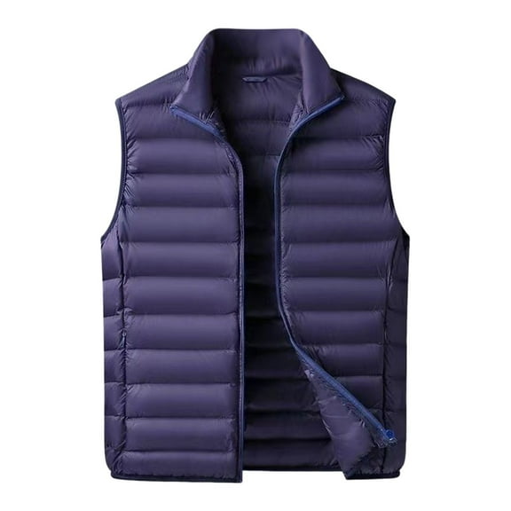 Kureaily Autumn And Winter Men's Light Down Vest Slim Solid Color Collar Sleeveless Jacket Horse Jacket
