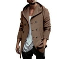 thumbnail image 1 of Kureaily Autumn And Winter Men's Soil Trench Coat Long Lapel Hood Space Double Breasted Casual Trench Coat, 1 of 1