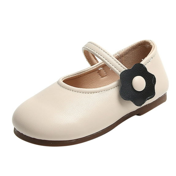 Kureaily Autumn Girls Shoes Flat Lightweight Solid Color Flower Hook Loop Dress Shoes Simple Style Girly Boots for Girls Girl Shoes Size 12 15-18 Months