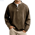 thumbnail image 1 of Kureaily Autumn Winter Long Sleeve Shirt For Slim Fit Casual Pintuck Washed Crewneck Top For Everyday Wear Men’s Short Sleeve Shirt, 1 of 5
