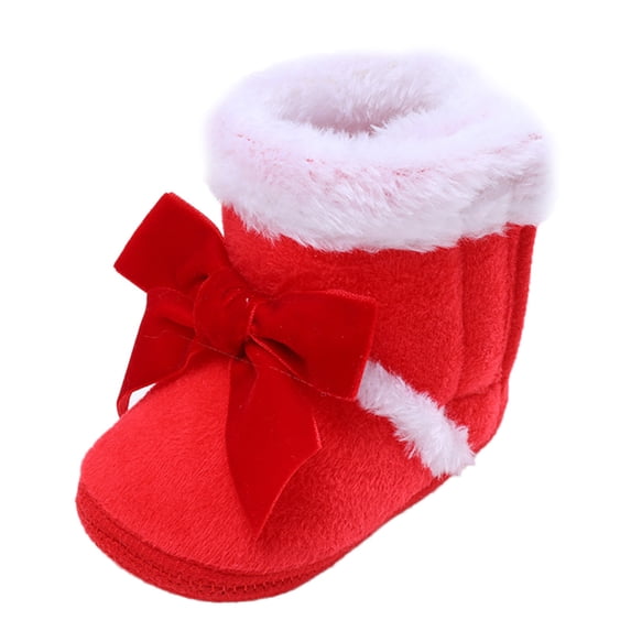 Kureaily Baby Girls Boys Warm Shoes Plush Snow Booties Soft Comfortable Boots Infant Toddler Warming And Shoes/ Size 4.5,6-12 Months(Red)