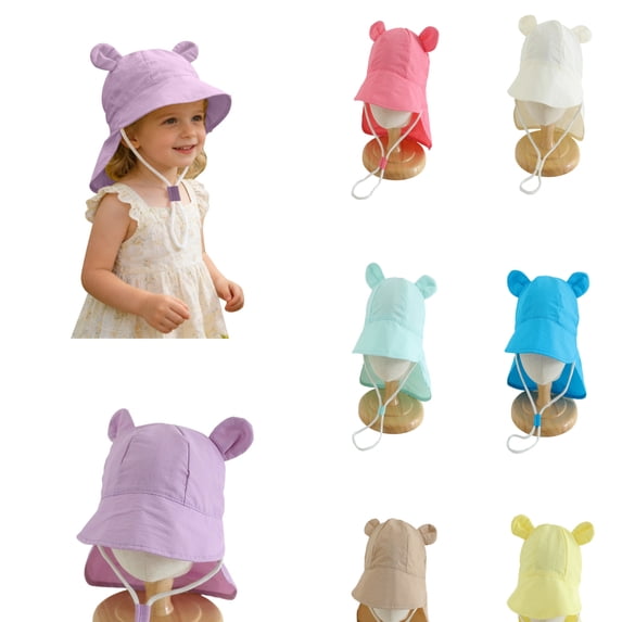 Kureaily Baby Sun Hat With Neck UPF 50+ Wide Brim Summer For Infant Boys Girls Breezy ,Children Sun Cap Size 1-4 Years ,Sky Blue